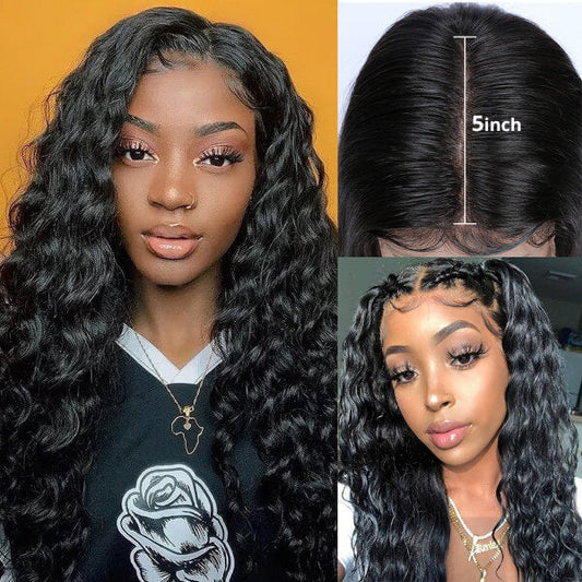 HD - Human Hair 5x5 Lace Closure Loose Deep Wig