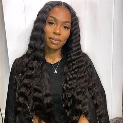 Human Hair 13x4 Full Lace Front Deep Wave Wig