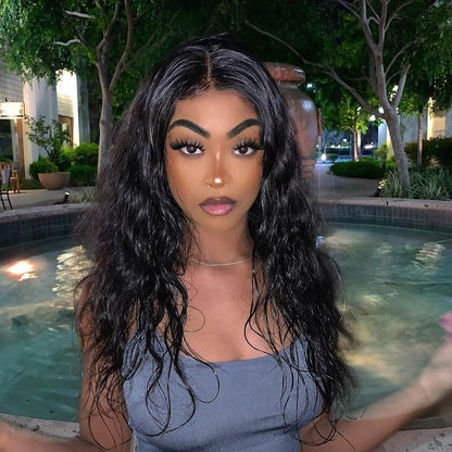 Human Hair 13x4 Full Lace Front Natural Wave Wig