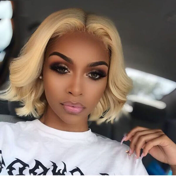 Human Hair 13x4 Lace Front 613 Blonde Body Wave BOB Wig