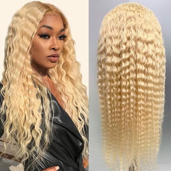 Human Hair 13x4 Lace Front #613 Blonde Deep Wave Wig