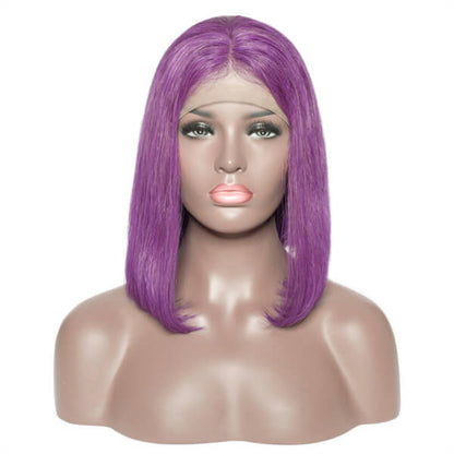 Human Hair 4x4 Lace Closure Purple Straight BOB Wig