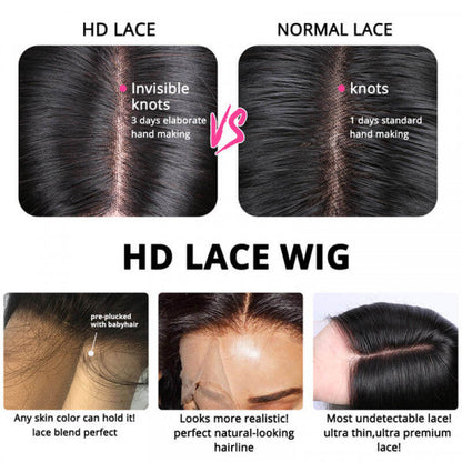 HD - Human Hair 5x5 Lace Closure Kinky Curly Wig