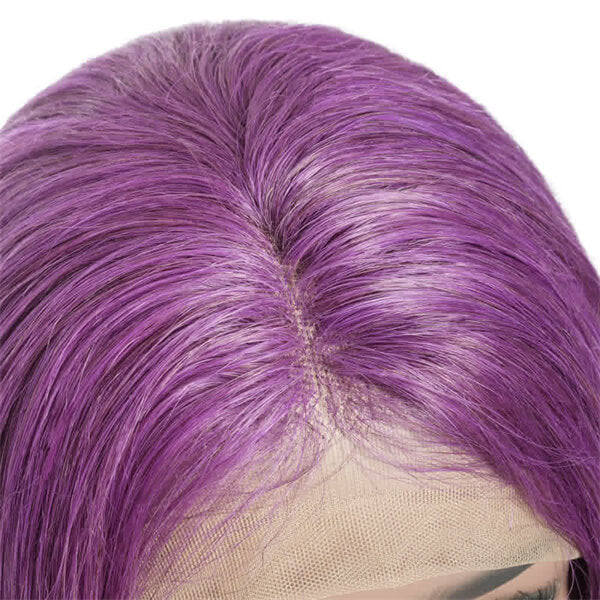 Human Hair 13x4 Lace Front Purple Straight BOB Wig